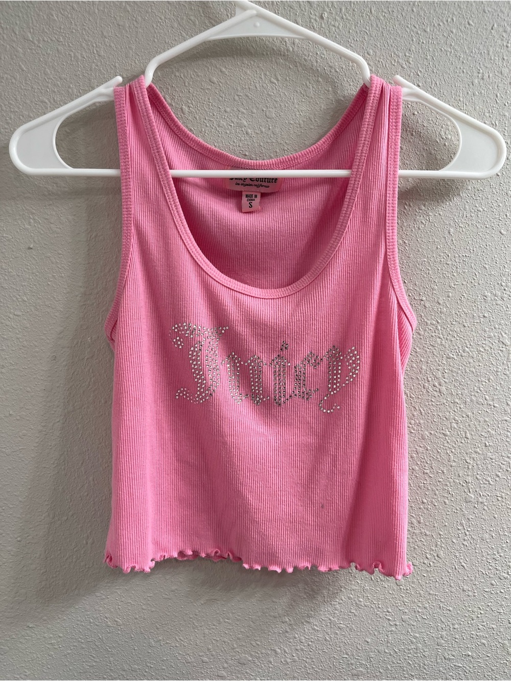 Juicy Couture Baby Pink Rhinestone Logo Ribbed Tank